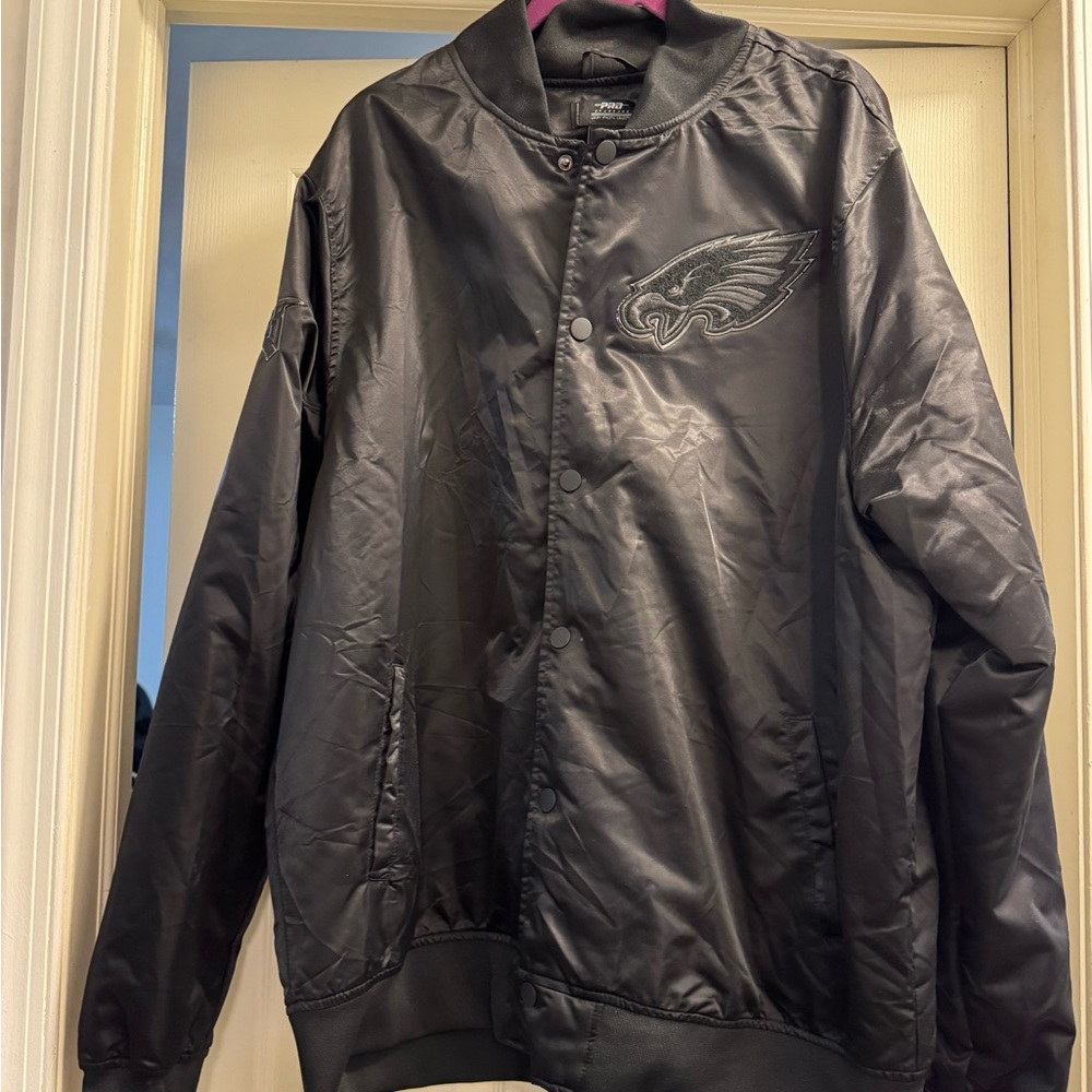 Men's Black Satin Philadelphia Eagles Jacket